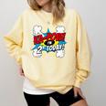 Kids Ka-Pow 2 Years Old Kids 2nd Birthday Comic Book Super Hero Comfort Colors Sweatshirt Blue Spruce