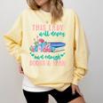 THIS LADY Will Never Own Enough BOOKS & YARN Comfort Colors Sweatshirt Blue Spruce