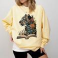 Leopard Book Flower Comfort Colors Sweatshirt Blue Spruce