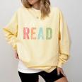 Let's Read Book Nerd Reading Book Lover Librarian Teacher Comfort Colors Sweatshirt Blue Spruce