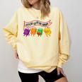 Librarian Let's All Go To The Library Cute Groovy Book Lover Comfort Colors Sweatshirt Blue Spruce