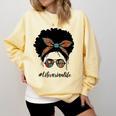 Librarian Teacher Messy Bun Life Book Library Back To School Comfort Colors Sweatshirt Blue Spruce