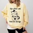 Life Is Better With Books Cats And Coffee Shirt Comfort Colors Sweatshirt Blue Spruce Life Is Better With Books Cats And Coffee Shirt Comfort Colors Sweatshirt Blue Spruce