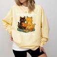 Life Is Better With Cats And Books Cute Cat Lover Comfort Colors Sweatshirt Blue Spruce