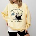 Life Is Better With Yarn Cats And Books Comfort Colors Sweatshirt Blue Spruce Life Is Better With Yarn Cats And Books Comfort Colors Sweatshirt Blue Spruce