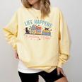 Life Happens Reading Helps Loves To Read Books Cats Comfort Colors Sweatshirt Blue Spruce Life Happens Reading Helps Loves To Read Books Cats Comfort Colors Sweatshirt Blue Spruce