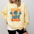 Lifting To Hold More Books Weightlifting Workout Bookish Comfort Colors Sweatshirt Blue Spruce