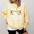 Most Likely To Read A Book On Christmas Snowman Family Comfort Colors Sweatshirt Blue Spruce