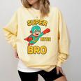 Little Cute Superhero Brother Comic Book Baby Bro Comfort Colors Sweatshirt Blue Spruce