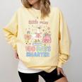 Little Miss 100 Days Smarter Cute Goose Reading Books Girls Comfort Colors Sweatshirt Blue Spruce