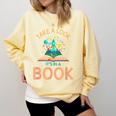Take a Look It's In a Book Reading Teacher Book Lover Comfort Colors Sweatshirt Blue Spruce