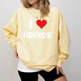 I Love Horror Heart Movies TV Show Books Writing Read Comfort Colors Sweatshirt Blue Spruce