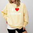 I Love Literature Heart Books Writing Reading Read Write Comfort Colors Sweatshirt Blue Spruce