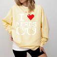 I Love Nerds I Heart Nerds For Science Book Knowledge Geeks Comfort Colors Sweatshirt Blue Spruce