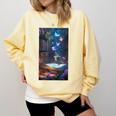 Magic Books Butterflies Fantasy Nature Tea Enchanting Comfort Colors Sweatshirt Blue Spruce