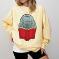 Manatee Reading Books Sea Animal Manatee Comfort Colors Sweatshirt Blue Spruce