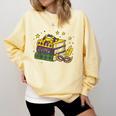 Mardi Gras Book Lover Reading Reader Men Women Kids Comfort Colors Sweatshirt Blue Spruce