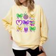 Mardi Gras Teacher Coquette Bow Pencil Apple Book Women Girl Comfort Colors Sweatshirt Blue Spruce Mardi Gras Teacher Coquette Bow Pencil Apple Book Women Girl Comfort Colors Sweatshirt Blue Spruce