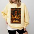 Melanin Girl Locs Book Lover Librarian Teacher Student Comfort Colors Sweatshirt Blue Spruce