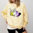Non-Binary Book Lover Nonbinary Daisy LGBT Reading Pride Comfort Colors Sweatshirt Blue Spruce