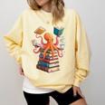 Octopus Book Reading Book Reader Ocean Octopus Comfort Colors Sweatshirt Blue Spruce