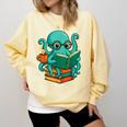Octopus Reading Book Reading Bookworm Reader Comfort Colors Sweatshirt Blue Spruce