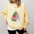 Oh What Fun It Is To Read Book Christmas Tree Premium Tri-Blend Comfort Colors Sweatshirt Blue Spruce