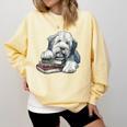 Old English Sheepdog Books Reading Dog Breed Graphic Comfort Colors Sweatshirt Blue Spruce