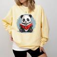 Panda With Book For Reading Enthusiasts Comfort Colors Sweatshirt Blue Spruce Panda With Book For Reading Enthusiasts Comfort Colors Sweatshirt Blue Spruce