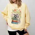 Raccoon Books Reading Flowers Comfort Colors Sweatshirt Blue Spruce Raccoon Books Reading Flowers Comfort Colors Sweatshirt Blue Spruce