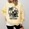 Raccoon Reading Books Summer Humor Trash Reader Comfort Colors Sweatshirt Blue Spruce