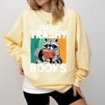 Raccoon Smutty Book Lover Spicy Romance Novels Women's Comfort Colors Sweatshirt Blue Spruce