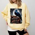 Raven On A Stack Of Books Wisdom Of Odin Comfort Colors Sweatshirt Blue Spruce