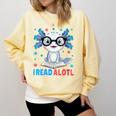 I Read Alotl Cute Axolotl Reading Book Lover Comfort Colors Sweatshirt Blue Spruce
