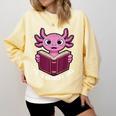 I Read Banned Books Axolotl Reading Comfort Colors Sweatshirt Blue Spruce