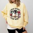 Read Books Be Kind Stay Weird Dragon Book Lover Comfort Colors Sweatshirt Blue Spruce