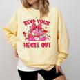 Read Your Heart Out Teacher Valentine Reading Book Lover Comfort Colors Sweatshirt Blue Spruce