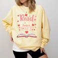 Read Your Heart Out Teacher Valentines Day Reading Book Love Premium Tri-Blend Comfort Colors Sweatshirt Blue Spruce