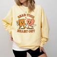 Read Your Heart Out Teacher Valentines Reading Book Love Comfort Colors Sweatshirt Blue Spruce