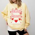 Read Your Heart Out Valentine Reading Book Lover Teacher Premium Tri-Blend Comfort Colors Sweatshirt Blue Spruce