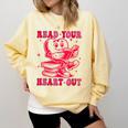 Read Your Heart Out Valentines Day Book Lover Bookish Teach Comfort Colors Sweatshirt Blue Spruce
