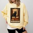 The Reader Cat Book Reading Halloween Tarot Card Comfort Colors Sweatshirt Blue Spruce