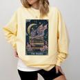 The Reader Tarot Card Book Dragon Romantasy Fantasy Bookish Comfort Colors Sweatshirt Blue Spruce