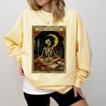 The Reader Tarot Card Book Lover Skeleton Art Goth Style Comfort Colors Sweatshirt Blue Spruce