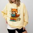 Reading Book Lover Red Panda Read Books Be Kind Stays Weird Comfort Colors Sweatshirt Blue Spruce