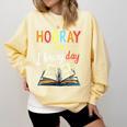 Reading Books Bibliophile Hooray It's Library Day Comfort Colors Sweatshirt Blue Spruce