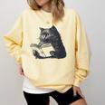 Reading Cat Cat Book Lover Comfort Colors Sweatshirt Blue Spruce