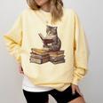 Reading Cat Book Lover Comfort Colors Sweatshirt Blue Spruce