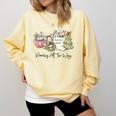 Reading All The Way Christmas Book Lover For Women And Teens Comfort Colors Sweatshirt Blue Spruce