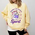 Reading Is My Favorite Sport Saying Quote Book Lovers Comfort Colors Sweatshirt Blue Spruce